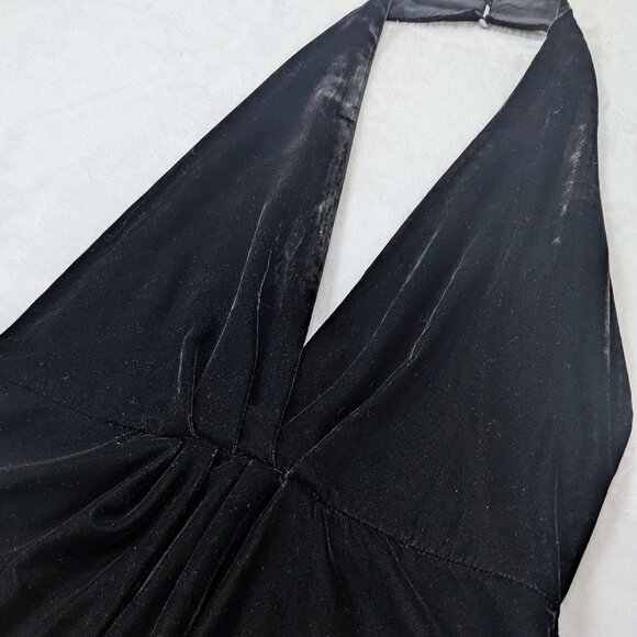 FREE PEOPLE Nicole Velvet Halter Top M -- Black -- Plunging V-Neck -- Open Back - Picture 7 of 12